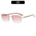 Lunettes de soleil carrées dégradées sans monture, lunettes de soleil rose mode voyage extérieur. - C5-Monture Dorée Doubles Verres Roses