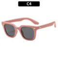 Occhiali da sole quadrati in silicone per bambini con protezione UV e dettagli. - C4 Montatura Rosa Lenti Grigie