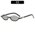 Gafas de sol de montura pequeña poligonal de moda, variante de color negro y oro C2. - C2 Montura Negra Verde Lente Gris Claro