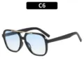 Occhiali da sole aviatore quadrati a doppio ponte alla moda per uomo e donna sfumati - C6-Montatura Nera Lente Sfumata Blu