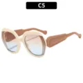 Lunettes de soleil surdimensionnées tendance pour femmes avec monture épaisse et verres dégradés. - Monture Café Beige Verres Bleu Thé
