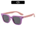 Kinder quadratische Silikon Sonnenbrille, lila Gestell rosa Bügel Variante, Sonnenschutz. - C5 Lila Rahmen Grau Gläser