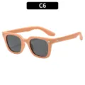 Kinder Quadratische Silikon Sonnenbrille mit Metallnieten, UV-Schutz Outdoor Brille. - C6 Orange Rahmen Grau Gläser