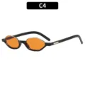 Gafas de sol poligonales y estrechas de moda con lentes naranjas y varillas modelo C4 - Montura Negra Lentes Naranjas