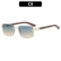 Lunettes de soleil sans monture C8, verres degrade stylizes avec branches effet bois - C8-Cadre Doré Lentille Thé Vert
