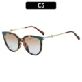 Chic oversized cat-eye sunglasses with gradient lenses and heart metal temples for women. - Tortoise Blue Frame Blue Lens