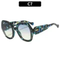Femme lunettes de soleil mode oversize tendance verres dégradés rétro chic protection solaire - Monture à Motifs Verts Verres Bleu Jaune