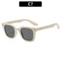 Kinder Sonnenbrille quadratisch mit UV-Schutz, beiger Rahmen und dunkle Gläser für Outdoor. - C7-Weißer Rahmen Graue Gläser