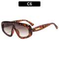 Trendige Oversized Schild Sonnenbrille für Damen und Herren, retro Schildpatt Hip Hop C6 - C6-Leopardenrahmen Doppeltee-Gläser