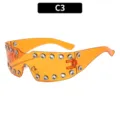 Punk rivet one-piece oversized Y2K sunglasses orange frame street fashion eyewear C3 - Orange Frame Orange Lens