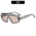 Vintage Oversize klobige Sonnenbrille für Damen und Herren, stilvolle klare graue UV-Schutz Brille. - C3-Transparenter Grauer Rahmen Champagnerlinsen