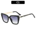 European and American retro oversized square sunglasses with gradient lenses and gold temples. - Black Frame Gradient Grey Lens