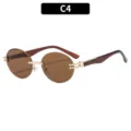 Gafas de sol redondas sin montura a la moda para mujeres, estilo retro vintage para exteriores. - Marco Dorado Lente Té Oscuro