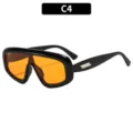 Modische Oversized-Sonnenbrille mit schwarzem Rahmen und orangefarbenen Gläsern für den Alltag. - C4-Schwarzer Rahmen Gelbe Linse