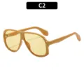 Retro thick frame yellow lens sunglasses, stylish oversized eyewear for street fashion and outdoor wear. - Yellow Frame Yellow Lens (C2)