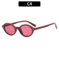 Vintage round sunglasses with pink lenses and rivet details, chic women fashion eyewear C4 - Wine Red Frame Red Lens (C4) / Wine Red Frame/Red Lens