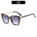 European retro square sunglasses with gradient lenses and stylish tortoise shell frame for outdoor - Purple Floral Frame Double Grey Lens