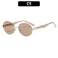 Gafas de sol redondas sin montura C5 Rosa Cut-edge Estilo Urbano Moda Gafas de Sol - Marco Dorado Lente Té Claro