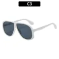 Retro chunky large frame sunglasses in white with dark lenses for stylish outdoor travel. - White Frame Gray Lens (C3)