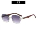 Gafas de sol cuadradas sin montura con lentes degradadas y patillas con efecto madera. - C5 Montura Plateada Lentes Degradadas Gris