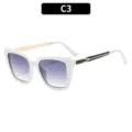European style oversized square sunglasses with gradient lenses and chic thick white frames. - White Frame Double Gray Lens
