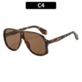 Oversized retro tortoiseshell sunglasses with brown lenses, stylish eyewear for outdoor street. - Tortoise Frame Tea Lens (C4)