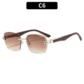 Gafas de sol cuadradas sin montura degradadas con patillas de efecto madera elegantes. - C6 Montura Dorada Lentes Degradadas Marrón