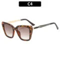 European style retro square sunglasses with tortoise shell frame and gradient lenses. - Brown Mottled Frame Double Brown Lens