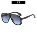 Occhiali da sole oversize retrò con lenti sfumate blu e montatura spessa nera per streetwear. - Montatura Nera Lenti Grigio Blu (C5)