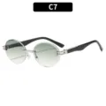 Gafas de sol redondas degradadas sin montura para hombre y mujer, elegante estilo de moda. - Marco Plateado Lente Verde Doble