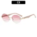 Modernas gafas de sol redondas sin montura en degradado rosa con detalles dorados C8. - C8 Montura Dorada Lentes Degradadas Rosa