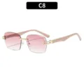 Gafas de sol cuadradas sin montura degradadas con patillas de metal moda mujer diario - C8 Montura Dorada Lentes Degradadas Rosa