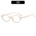 Vintage round optical glasses frame with stylish metal rivets, lightweight daily casual eyewear. - Rice White Frame Clear Lens