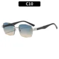Gafas de Sol Cuadradas Degradadas C10 Sin Montura Tendencia Protección UV Estilo - C10 Montura Plateada Lentes Azul Marrón