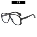 Occhiali da Sole Vintage Oversize Nero C8, Retro Moda Tendenza Occhiali da Sole Donna Uomo - Montatura Nera Lente Bianca (C8)