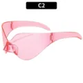 Futuristische Punk Sonnenbrille mit transparenten pinken Gläsern für Damen und Herren neu. - C2-Rosa Gläser