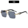 Gafas de sol poligonales estilo Y2K con doble puente y detalles metalicos de moda - Marco Dorado Lente Gris (C2)