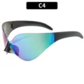 Futuristische Punk-Sonnenbrille mit bunten Farbverlaufsgläsern und eleganten schwarzen Bügeln. - C4-Grünes Quecksilber