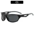 Gafas de sol deportivas para ciclismo al aire libre con proteccion UV y diseno antiviento. - Montura Negro Brillante Lentes Grises
