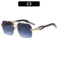 Gafas de Sol Polígono Y2K Degradado Azul Tendencia Doble Puente de Metal Variante C3 - Montura Dorada Lentes Grises Dobles (C3)