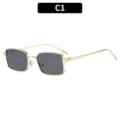 Vintage square metal sunglasses with dark lenses for stylish outdoor driving and daily wear. - Gold Frame Gray Lens