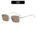 Retro metal square sunglasses for women, trendy UV protection eyewear for outdoor driving. - Silver Frame Brown Lens