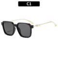 Retro vierkante Y2K zonnebril met parel tempeldetails en UV-bescherming voor vrouwen C1 - C1-Zwart Montuur Grijze Lens