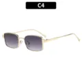 Trendy metal square sunglasses for women, vintage gradient lens shades for outdoor driving party. - Gold Frame Double Grey Gradient