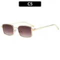 Vintage square metal sunglasses with gradient lenses for women fashion outdoor driving - Gold Frame Gradient Tea Lens