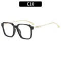 Retro vierkante Y2K mode zonnebril in het zwart met gouden pootjes en parels variant C10 - C10 Zwart Montuur Witte Lens