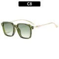 Vintage vierkante Y2K zonnebril met verloopglazen, gouden pootjes en pareldecoratie voor dames. - C8-Olijfgroen Montuur Dubbele Groene Glazen