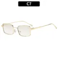 Women's vintage square metal frame glasses stylish clear lens eyewear daily wear accessor - Gold Frame Gradient Mercury Lens