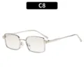 Metal square frame sunglasses for women, trendy vintage eyewear in color C8, ideal outdoor. - Silver Frame Gradient Mercury Lens