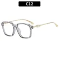 Y2K vintage vierkante transparante brillen met gouden pootjes en pareldecoratie. - C12 Transparant Grijs Montuur Witte Lens